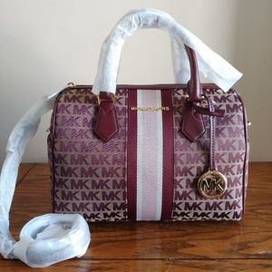 NEW Michael Kors Signature OXBLOOD Bedford Large S